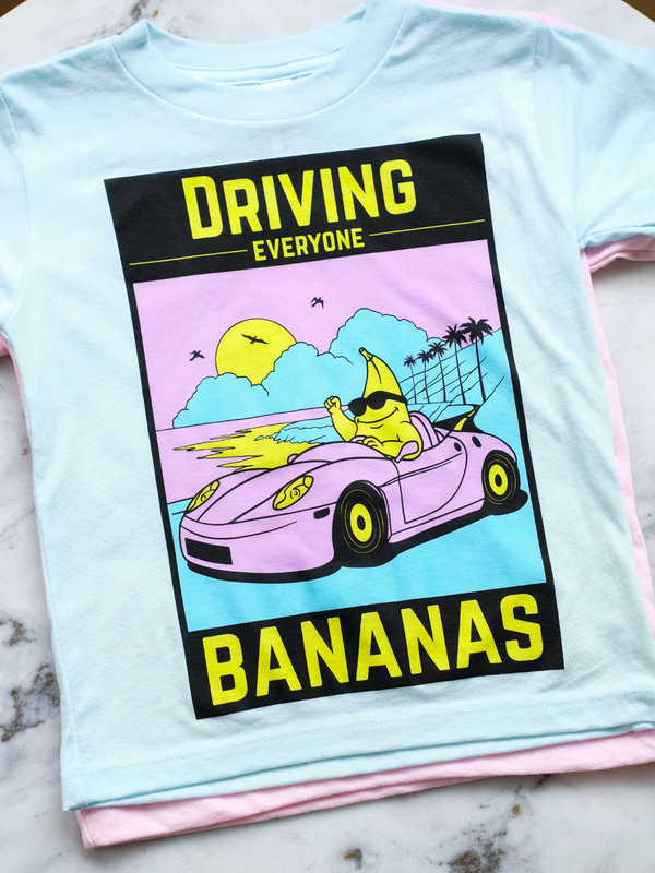 Driving Everyone Bananas | Kids Graphic Tee-Tees-Ambitious Kids