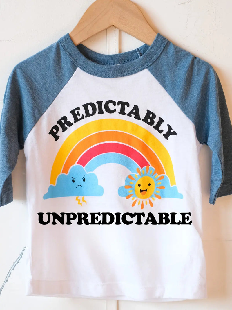 Predictably Unpredictable | Raglan Baseball Tee |-3/4 Sleeve-Ambitious Kids
