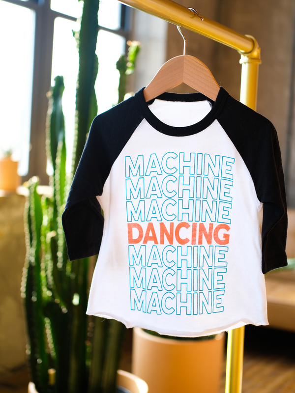 Dancing Machine | Raglan Baseball Tee-3/4 Sleeve-Ambitious Kids